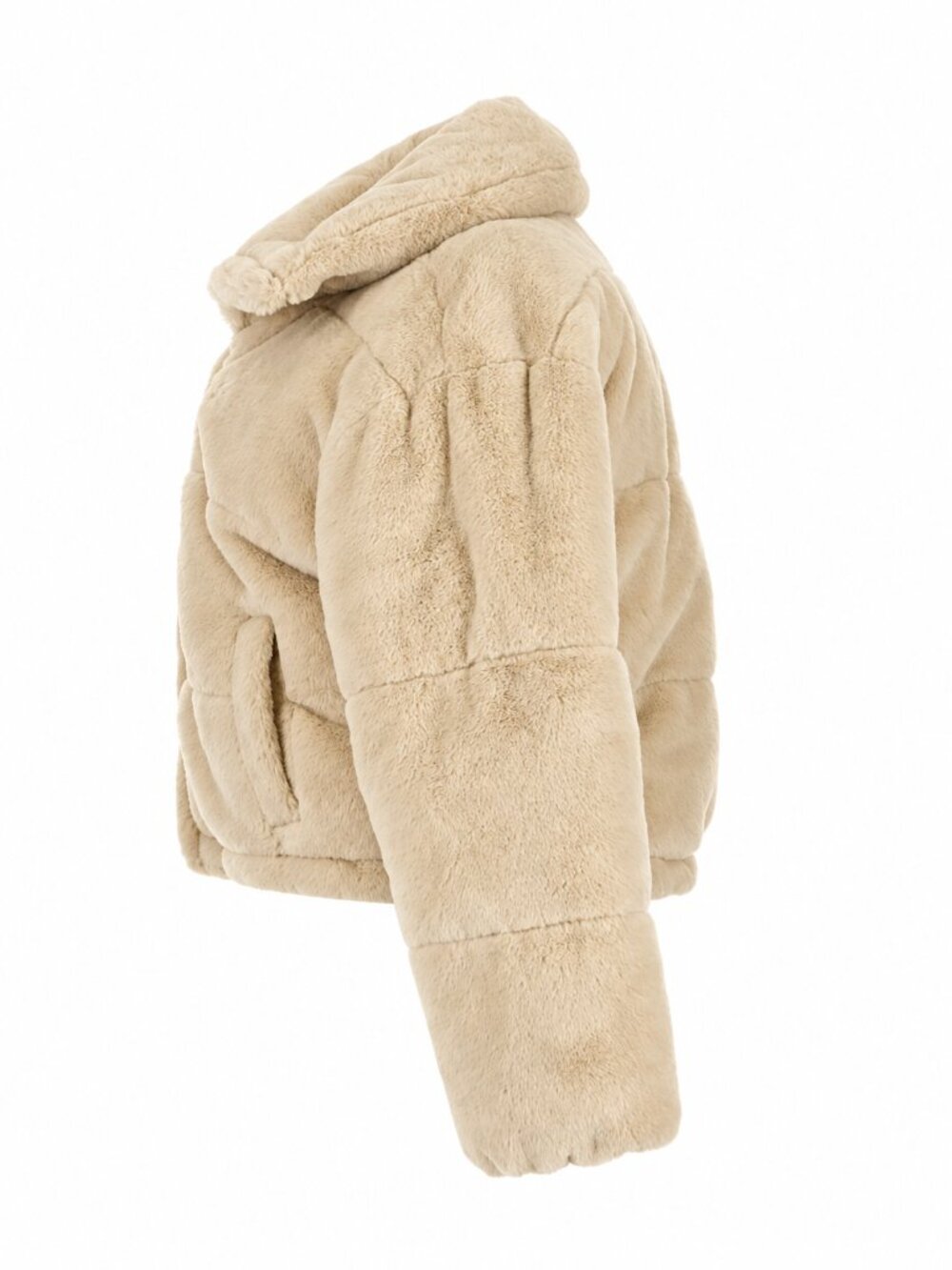 Arizona Jean Co. Women's Beige Faux Fur Hooded Cropped Jacket, XL - Picture 5 of 6